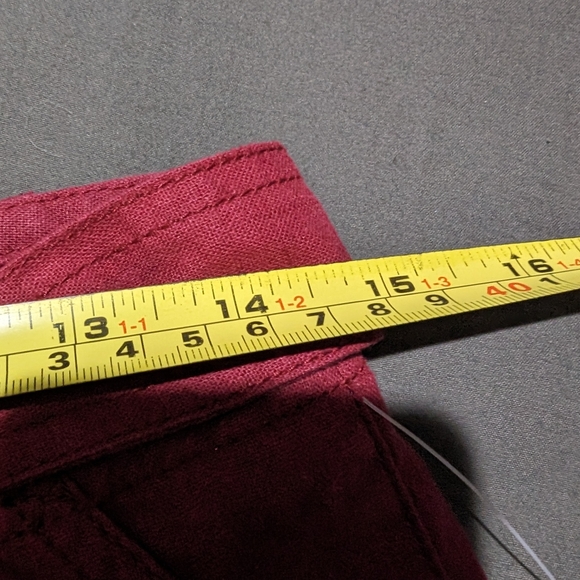 NWT Denver Hayes Women's Red Linen cropped pants size 4 Tie up waist band - Picture 8 of 8